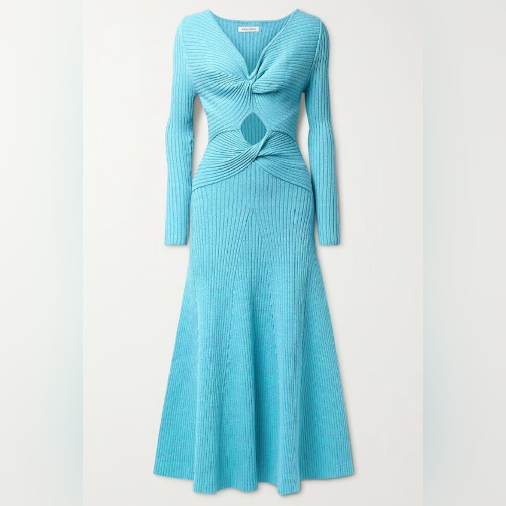 Anna Quan Blue Knit Midi “Paige” Dress